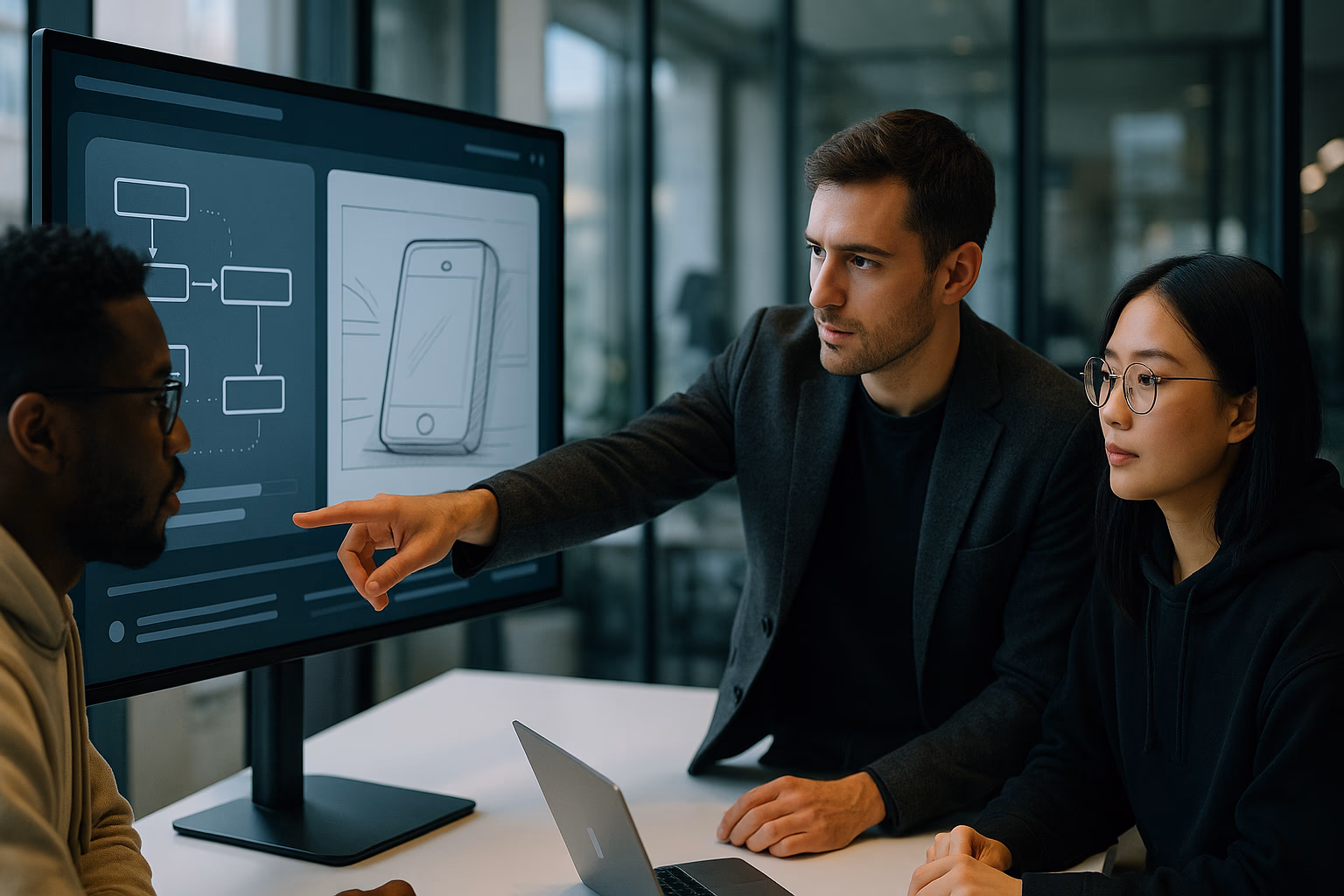 Team collaborating on AI explainer visuals